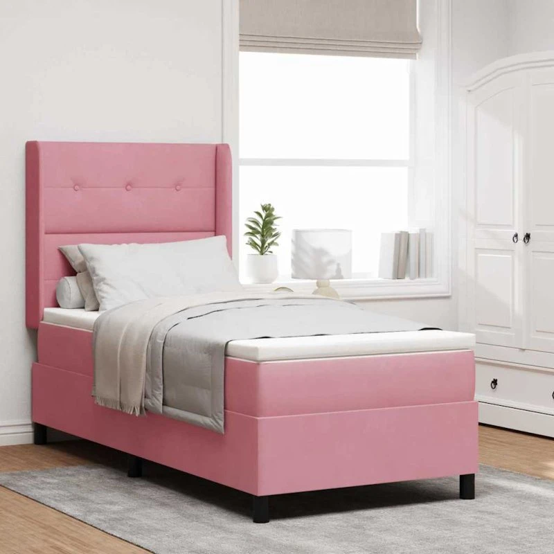 vidaXL Box Spring Seng 90x200 cm Fløjl med LED-Lys