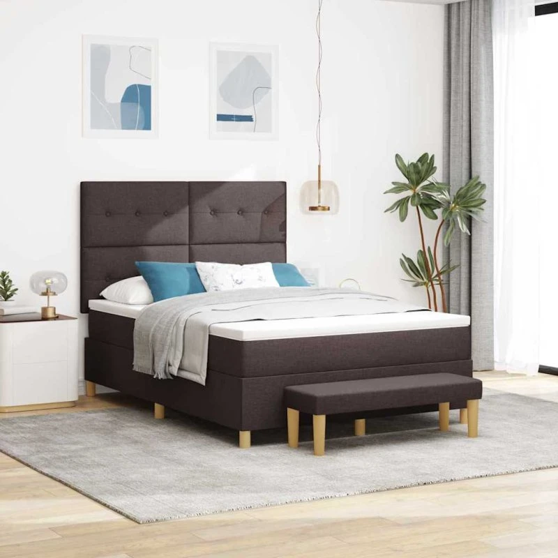 vidaXL Box Spring Seng Mørkebrun 140 x 190 cm