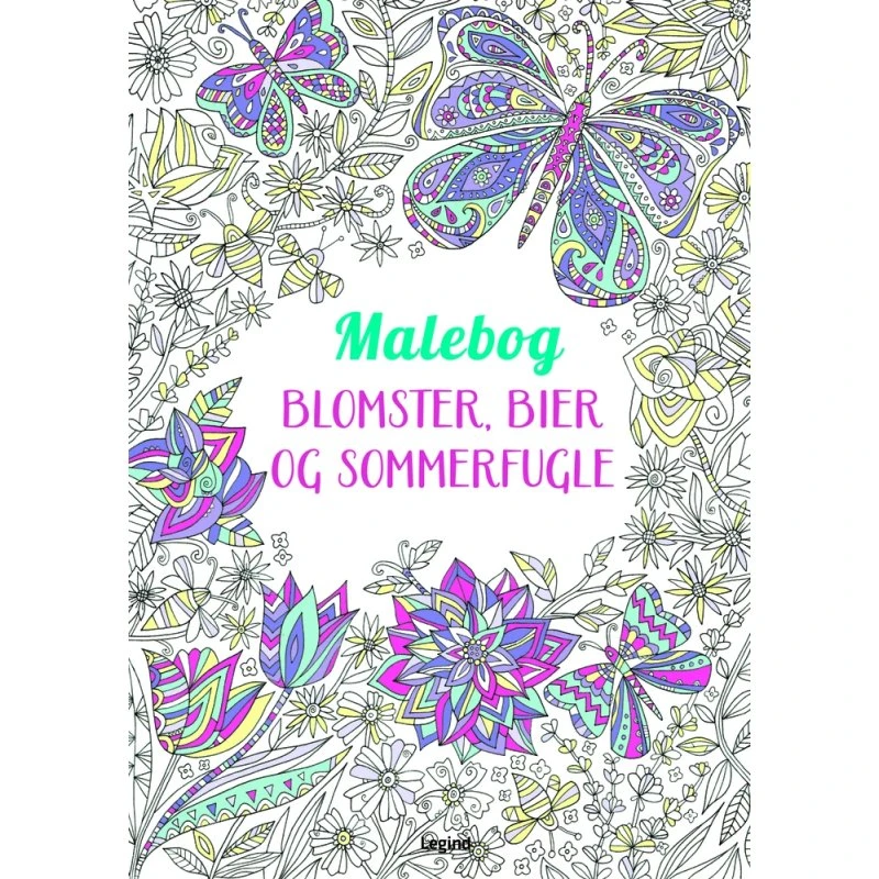 Legind Malebog: Blomster, Bier og Sommerfugle – 64 Sider