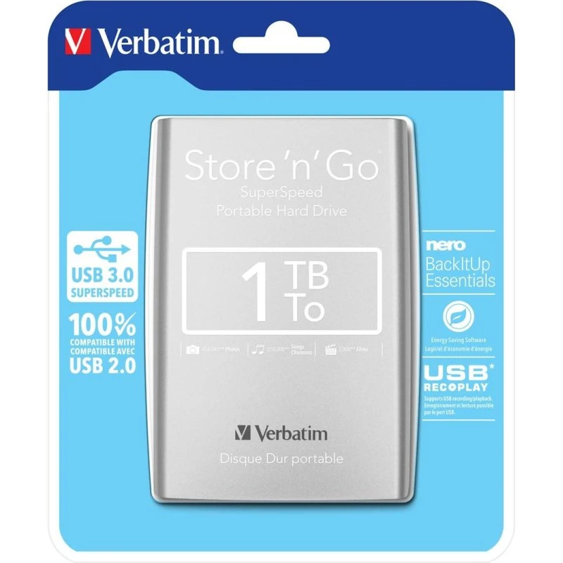 Verbatim Store'n'Go 1TB USB 3.0 Sølv