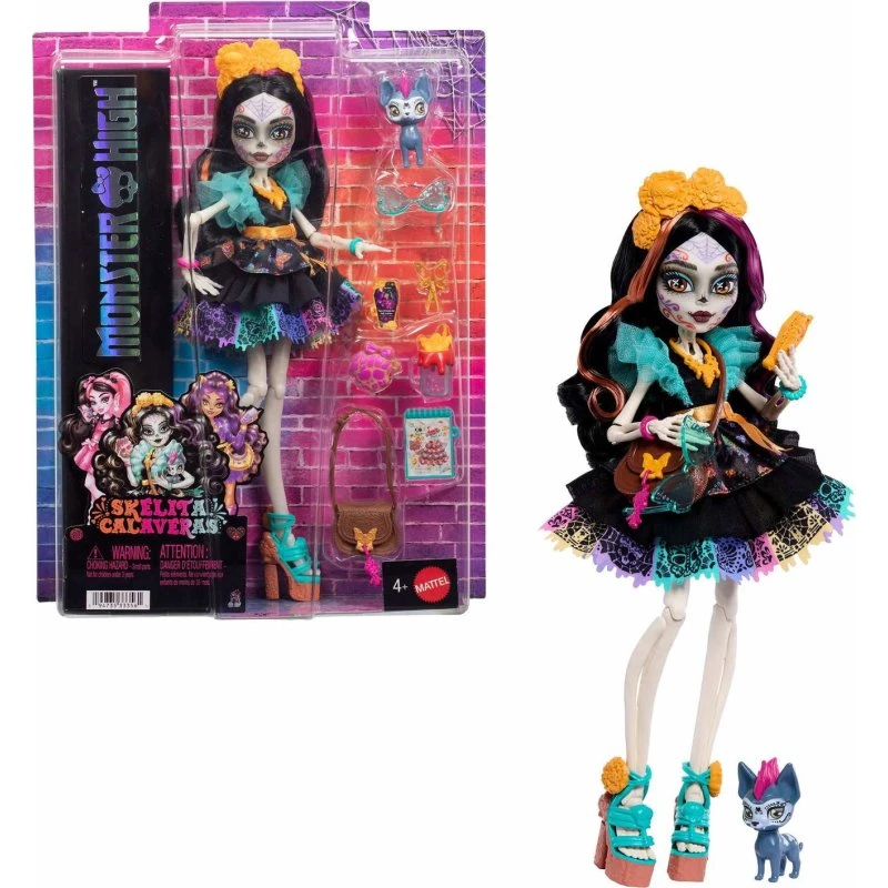 Monster High Skelita Calaveras med Xolo-hund og 7 tilbehør