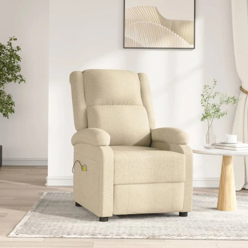vidaXL eldrevet massagestol stof cremefarvet