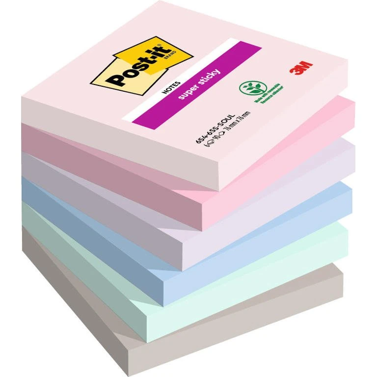 Post-it Super Sticky 76x76mm Soulful Ass 6 stk