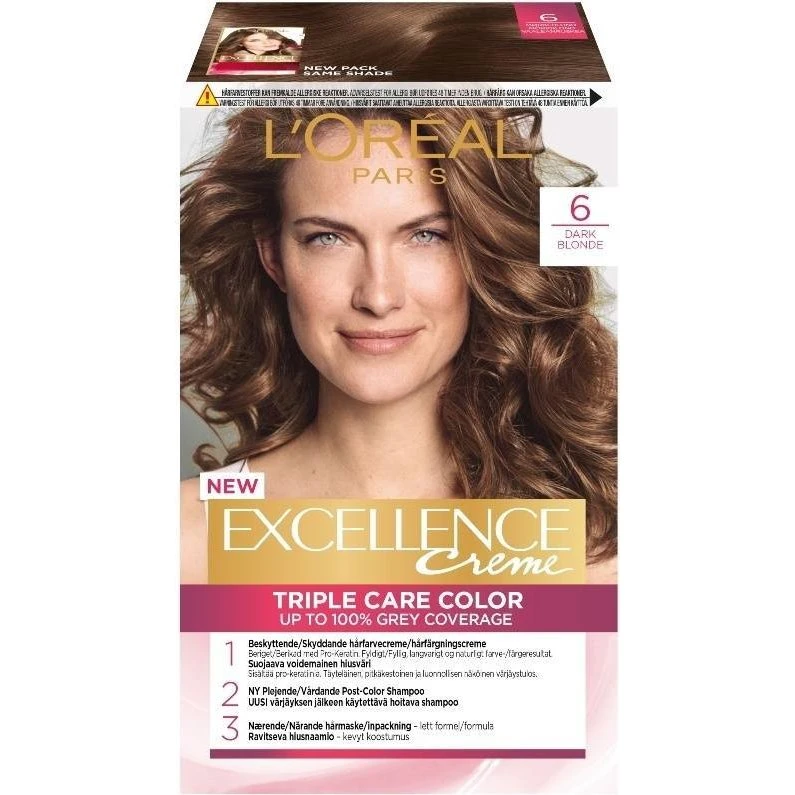 L'Oréal Paris Excellence Crème 6 Mørkeblond – Permanent Hårfarve med Triple Care
