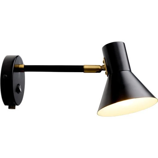 Halo Design Style væglampe, sort med messingdetaljer