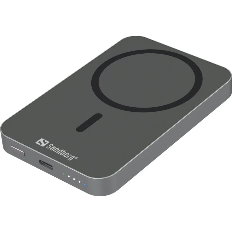Sandberg Mag Wireless Powerbank 5000 ALU Grå