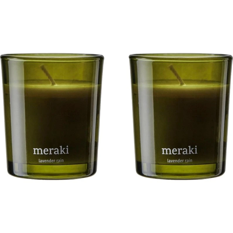 Meraki Lavender Rain Duftlys 2 x 60 gr. olivegrøn