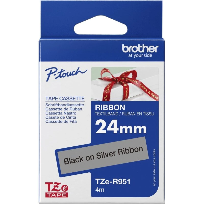 Brother TZe-R951 Båndtape 2,4 cm x 4 m sort på sølv