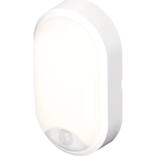 4lite Pylus Oval udendørs væglampe med sensor, hvid