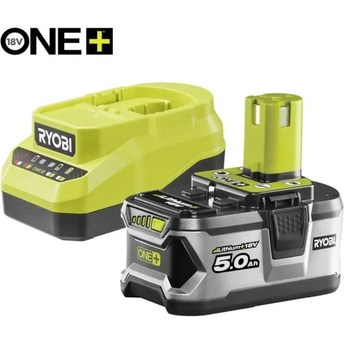 Ryobi 18V Lithium+ 5,0 Ah batteri og lader RC18120A-150