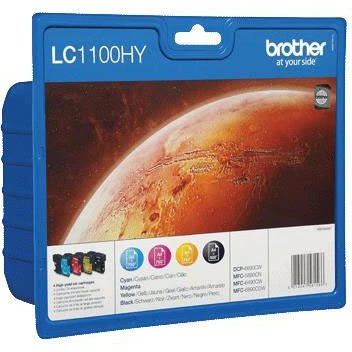 Brother LC1100HY Sampak - Sort, Cyan, Magenta, Gul