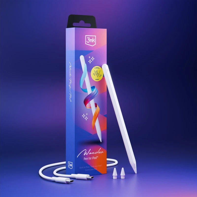3mk Wonder Magnetisk Stylus Pen til iPad USB-C Hvid