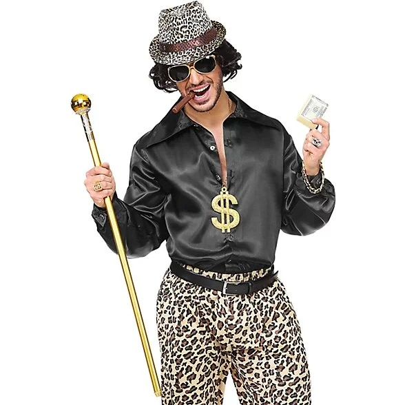 Uden brand: Guldfarvet kostumesæt med briller og smykker