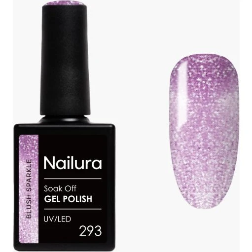 Nailura Gel Polish 293 Blush Sparkle – Lyserød med lilla glitter, 10 ml