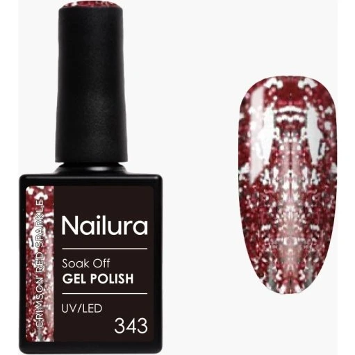 Nailura Gel Polish 343 Crimson Red Sparkle 10 ml
