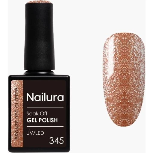 Nailura Gelpolish 345 – Bronze Red Glitter 10 ml