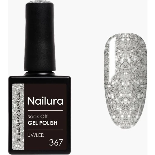 Nailura Gel Polish 367 – Steel Gray Sparkle 10 ml