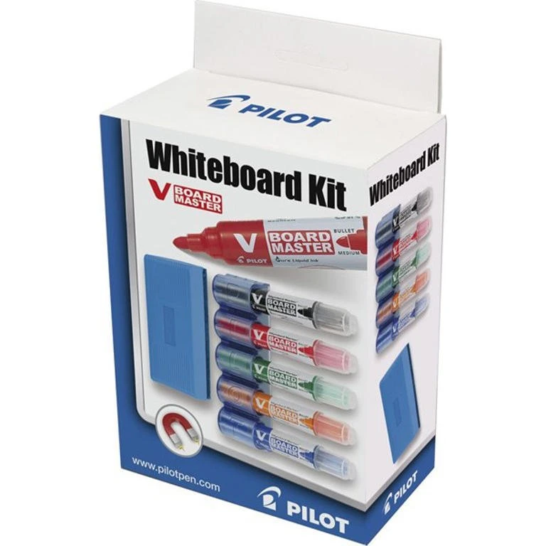 Pilot Whiteboard Startsæt 5x Penne, Holder & Visker