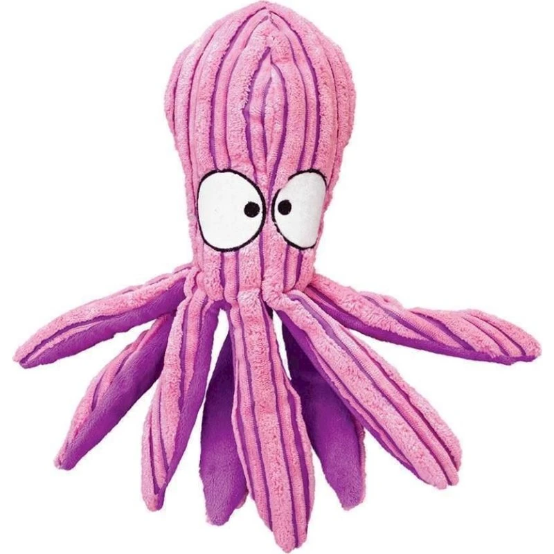KONG CuteSeas Octopus S, Blødt Fløjlstøjdyr med Pibe og Knitrende Ben