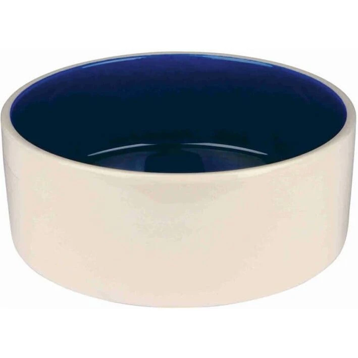 Trixie keramik hundeskål blå/flødefarvet 2,3 L (Ø22 cm)