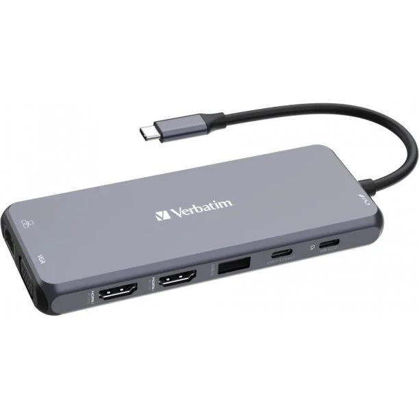 Verbatim CMH-14 14-Port USB-C Pro Multiport Hub, Grå