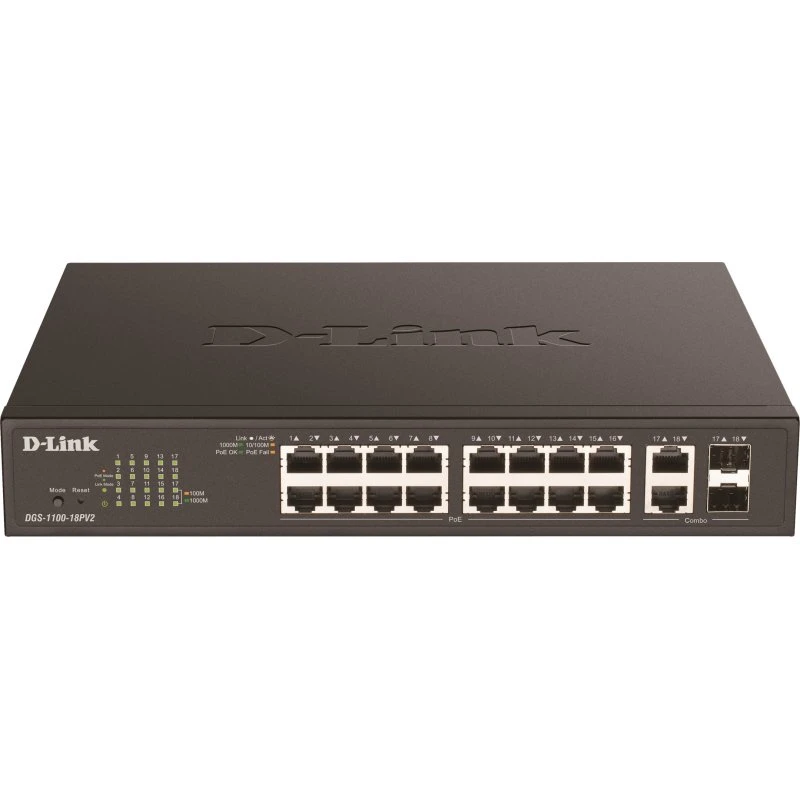 D-Link DGS-1100-18PV2 18-port Gigabit PoE+ switch