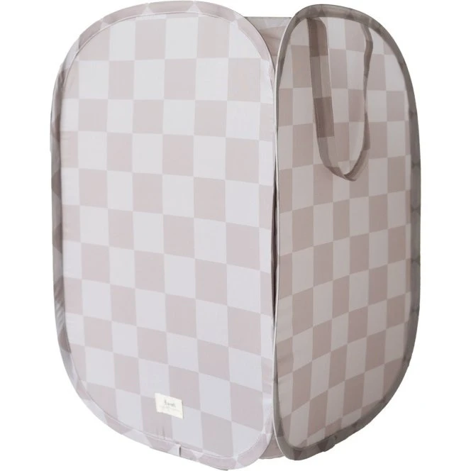 3 Sprouts Pop-up vasketøjskurv, beige ternet, 36x36x58 cm