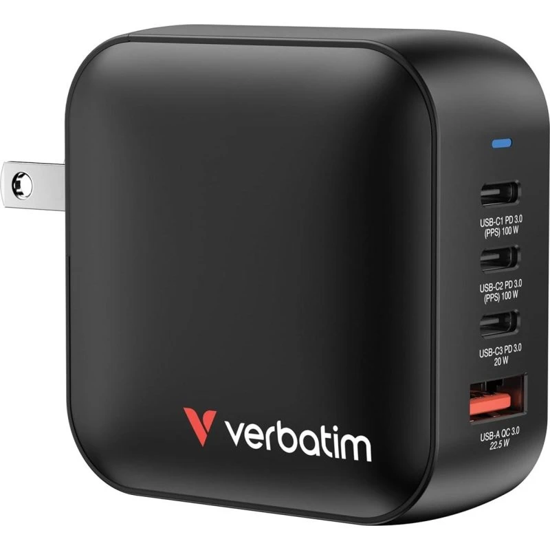 Verbatim Mini GaN 100W oplader med 3x USB-C PD & USB-A QC