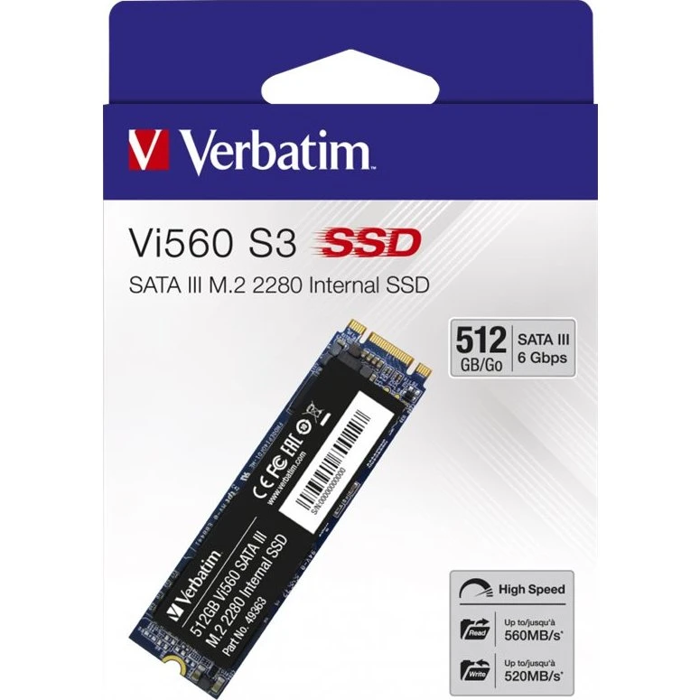 Verbatim Vi560 S3 SSD 512GB M.2 2280 Sort