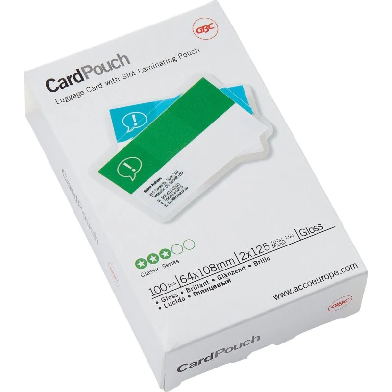 GBC Card Laminating Pouch 64 x 108 mm, 100-pakke, 125 mikron, blank