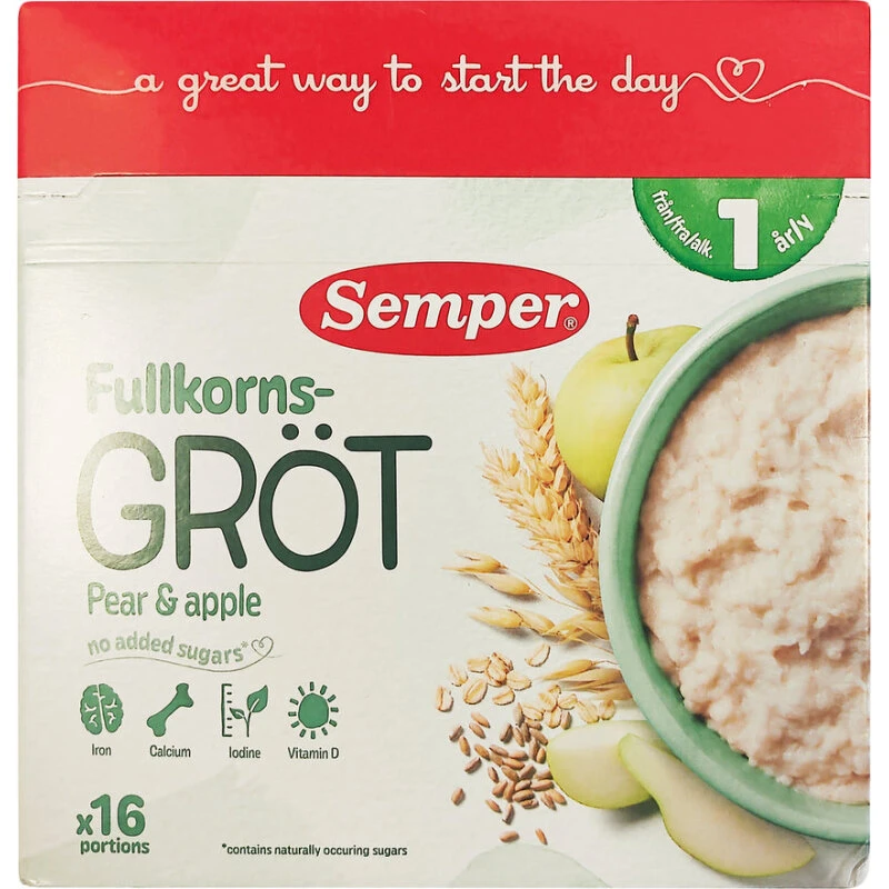 Semper Fuldkornsgrød Pære & Æble 530 g (12+ mdr)