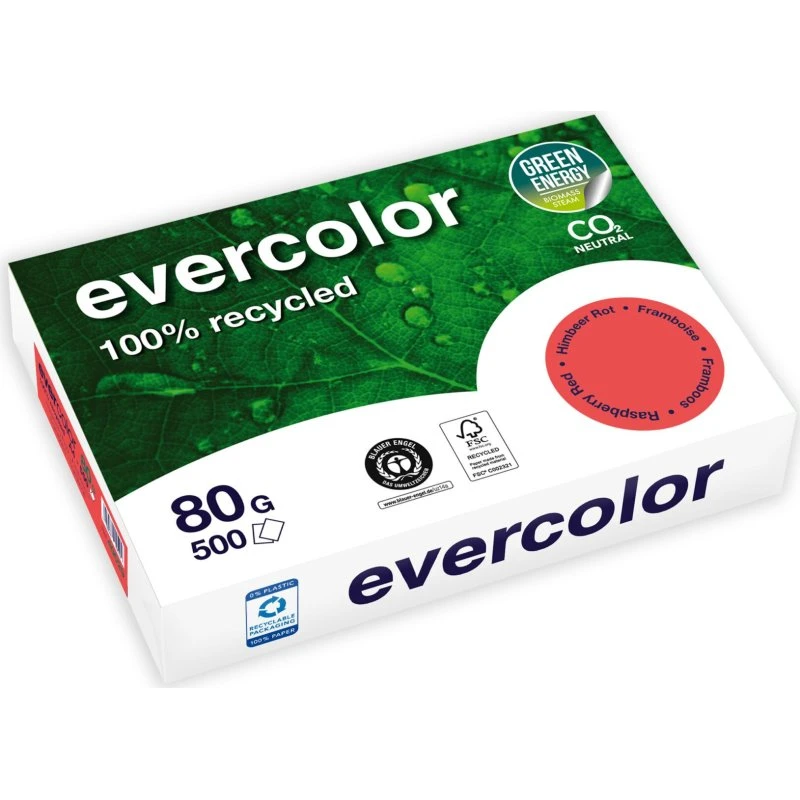 Clairefontaine Evercolor Hindbærrød A4 80g 500 Ark