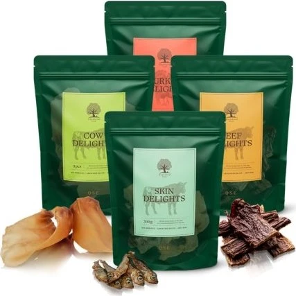 Essential Delights Box – 4 naturlige tygge snacks til hunde