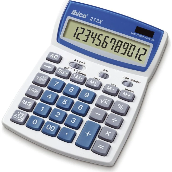 Ibico 212X Bordregner, 12-cifret, hvid