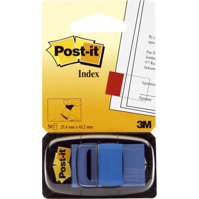 Post-it Indexfaner 45x25 mm blå, 50 stk