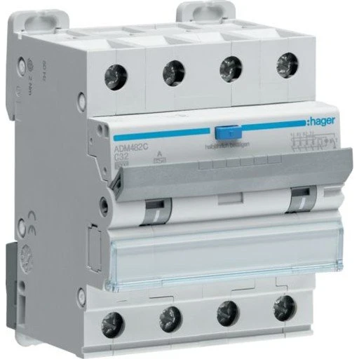 Hager ADA482C HPFI Kombiafbryder C, 4P 32A