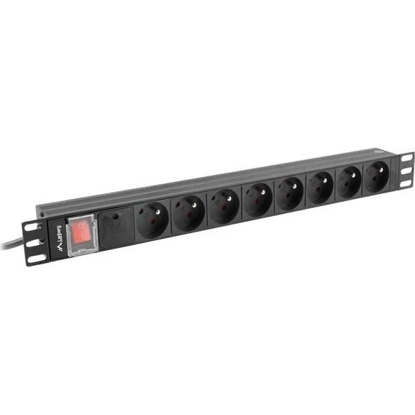 Lanberg Stikdåse PDU 19" 1U 8x Schuko 16A 2m Sort