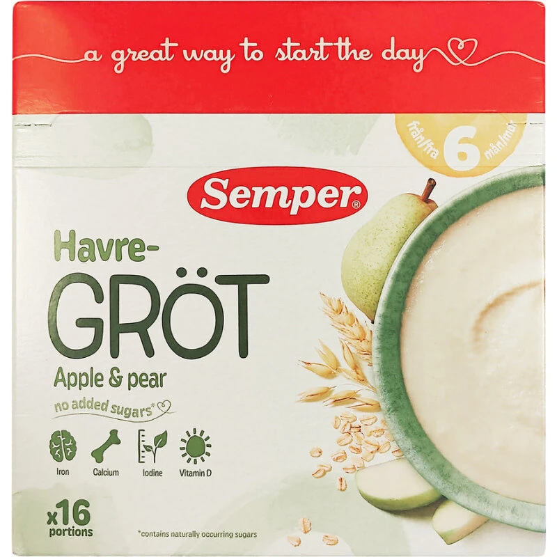 Semper Havregrød Æble & Pære 480 g (6 mdr.)