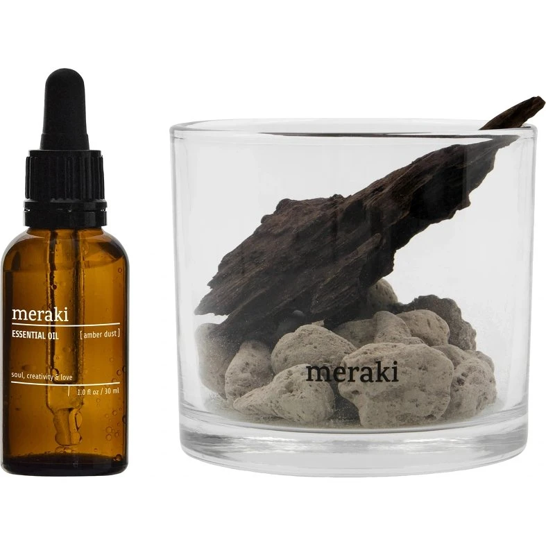 Meraki Lavastone & Wood Diffuser Set - Amber Dust Sort