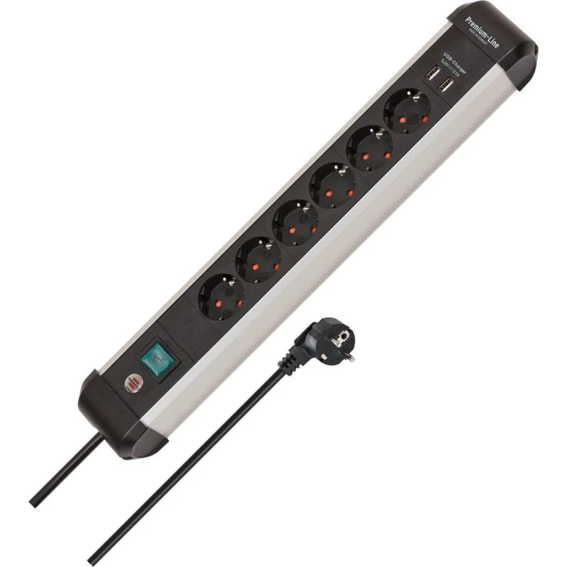 Brennenstuhl Steckdosenleiste 6fach USB, sølv/sort