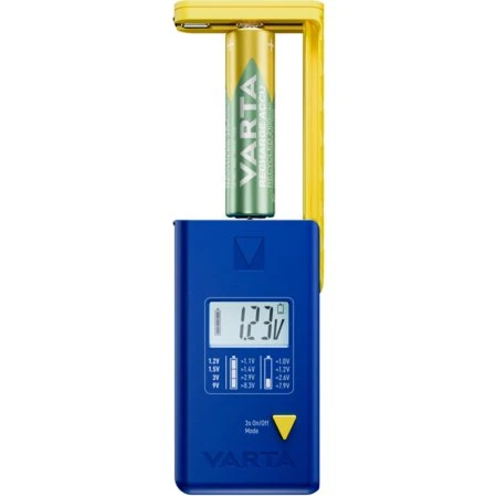 Varta LCD Batteritester Blå/Gul, 9V, AA, AAA, C, D