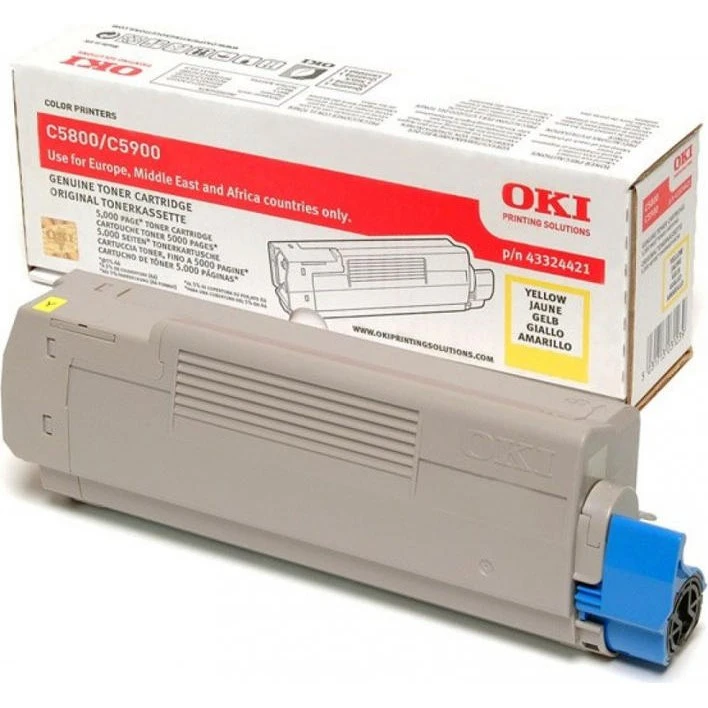 OKI 43324421 Gul Toner, 5000 Sider for C5800/C5900