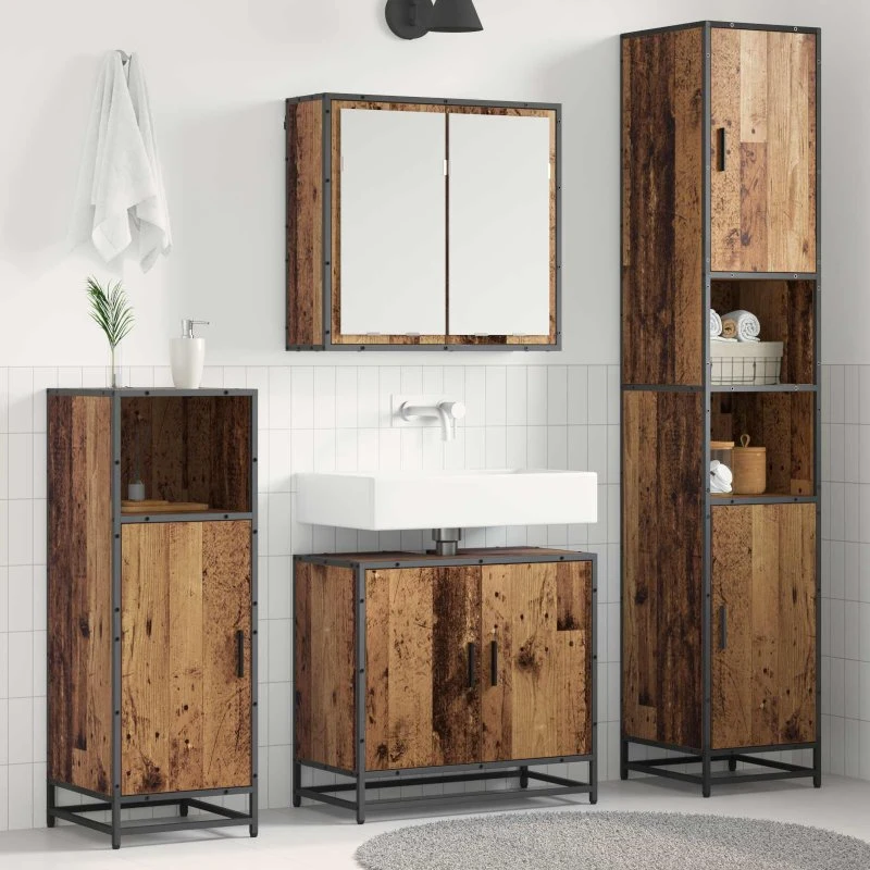 vidaXL Badeværelsesmøbel sæt 3 pcs gammelt træ, 65 x 33 x 60 cm