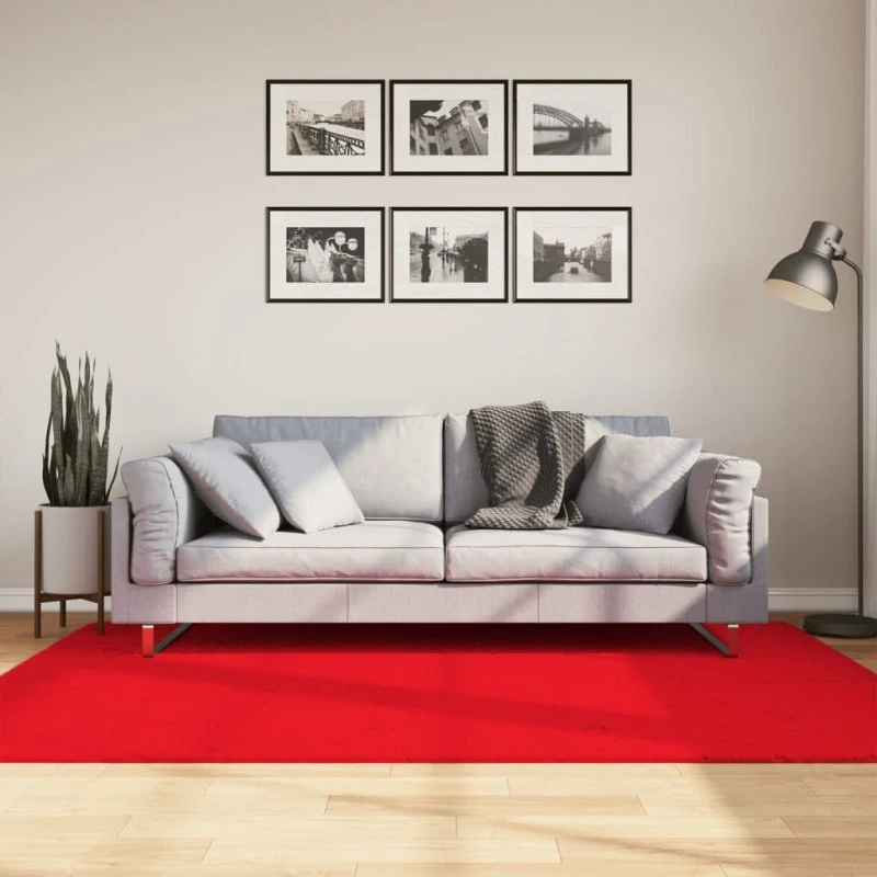 vidaXL OVIEDO gulvtæppe 140x200 cm rød kort luv