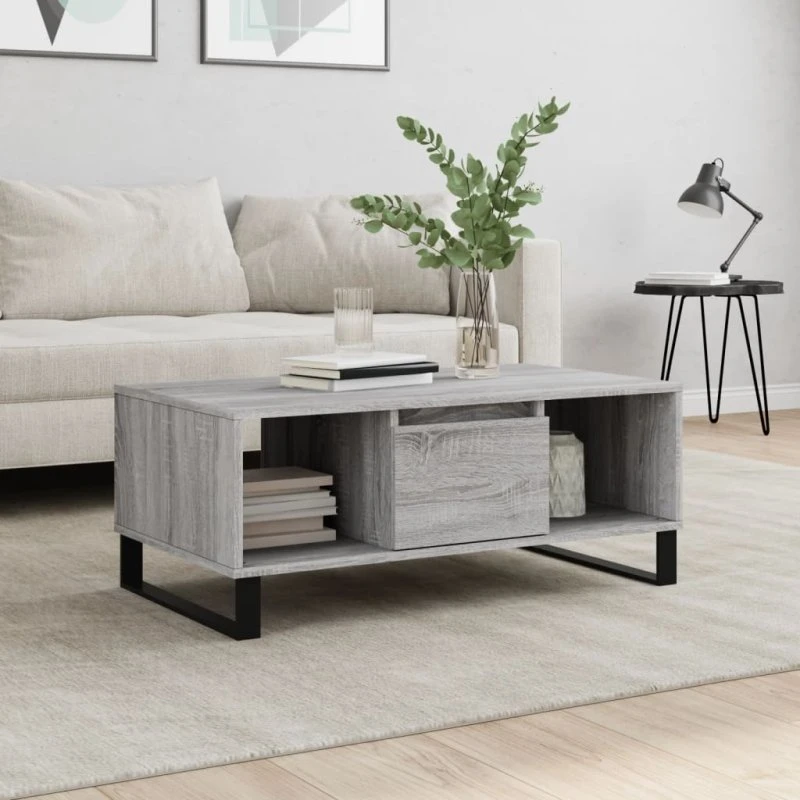 vidaXL sofabord 90x50x36,5 cm grå sonoma-eg