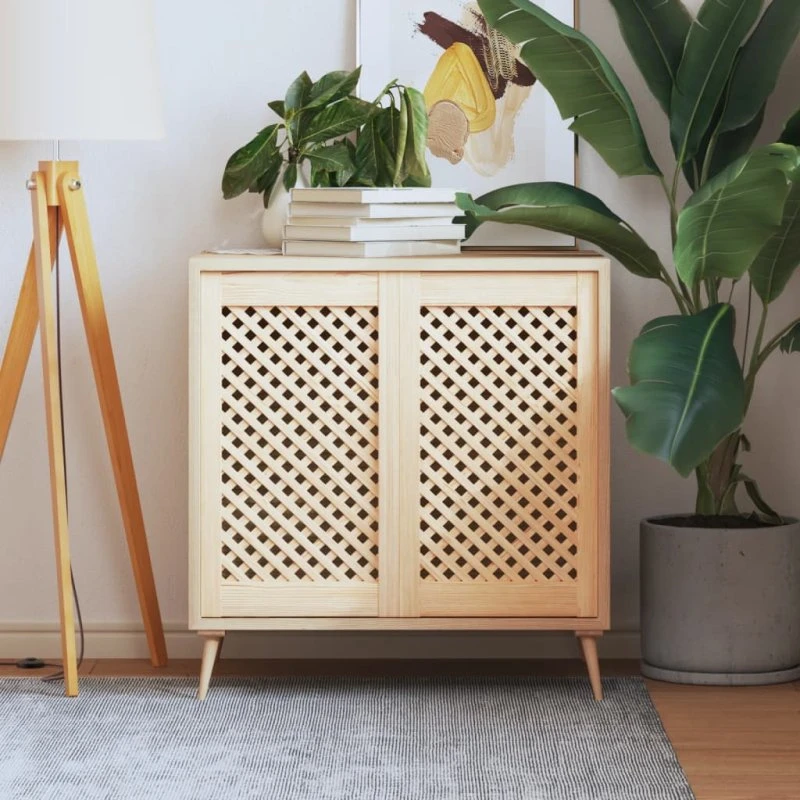 vidaXL Skabslåger 2 stk. 39,5x69 cm gitterdesign massivt fyrretræ
