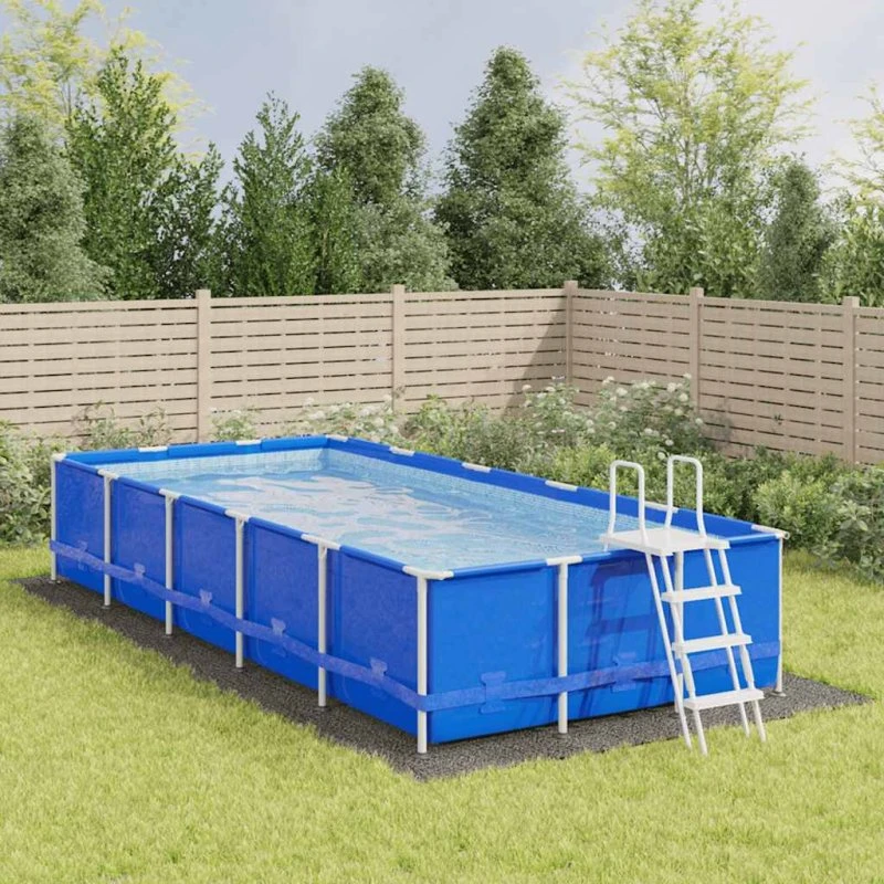 vidaXL Poolunderlag 820x420 cm lysegrå polyester-geotekstil