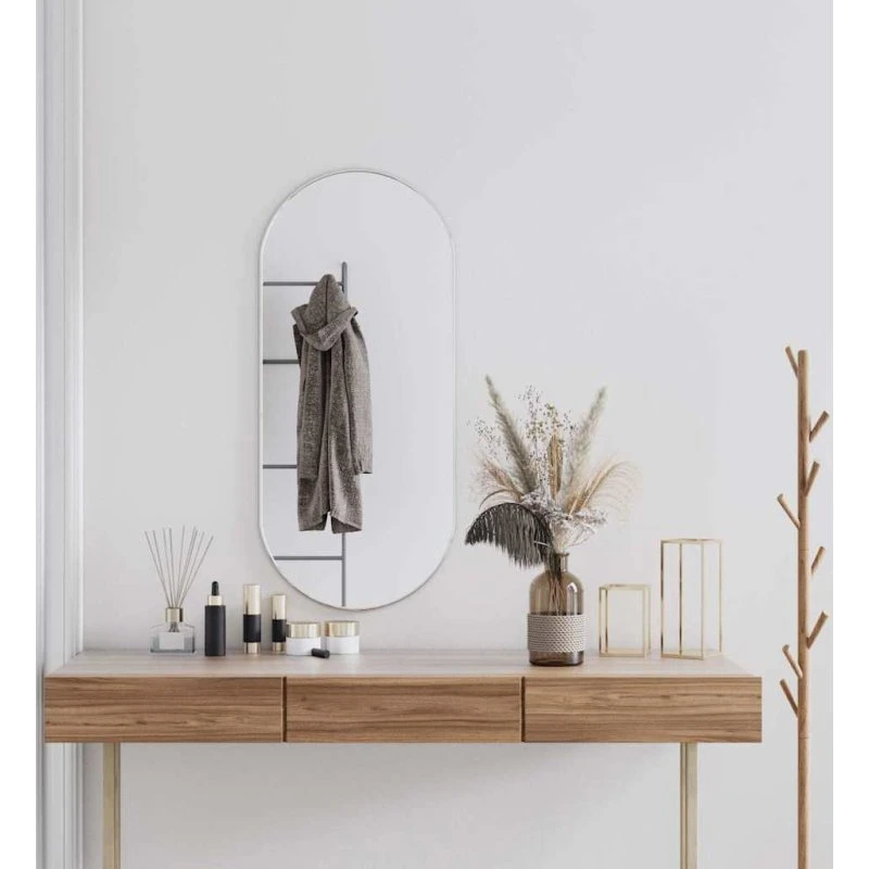 vidaXL vægspejl 100x45 cm oval sølv