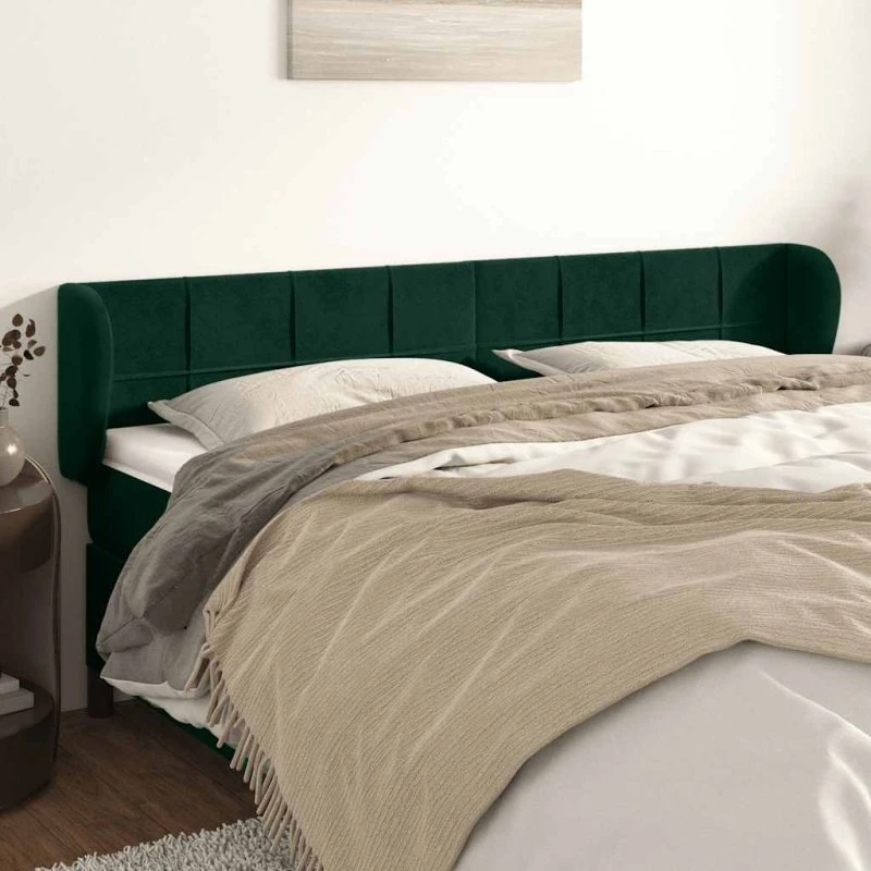 vidaXL Sengegavl med Kanter 183x23x78/88 cm, Mørkegrøn