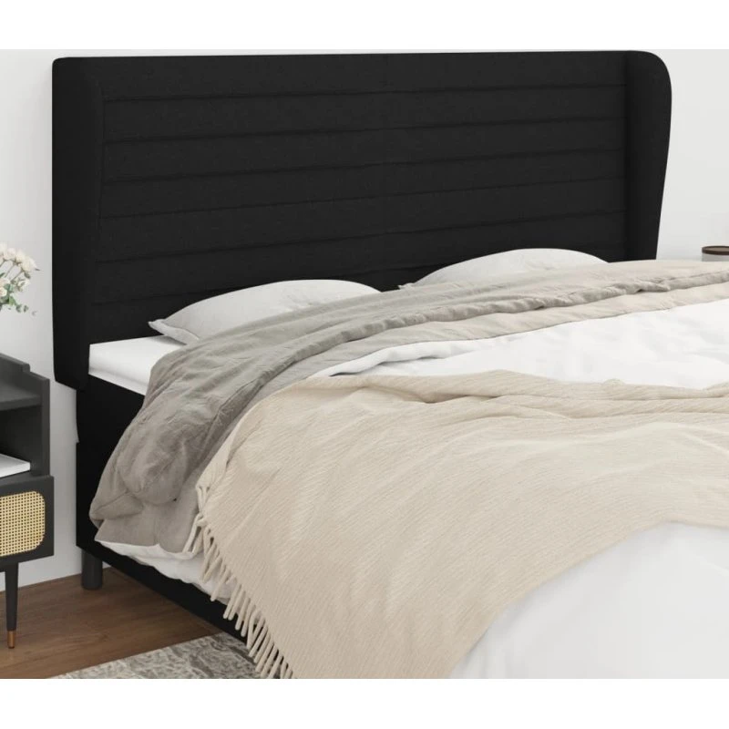 vidaXL Sengegavl med Kanter 163x23x118/128 cm, Sort